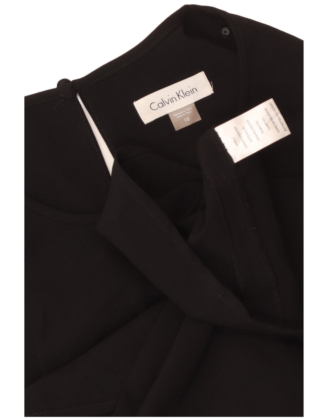 CALVIN KLEIN Womens Sleeveless A-Line Dress US 10 Large Black Polyester