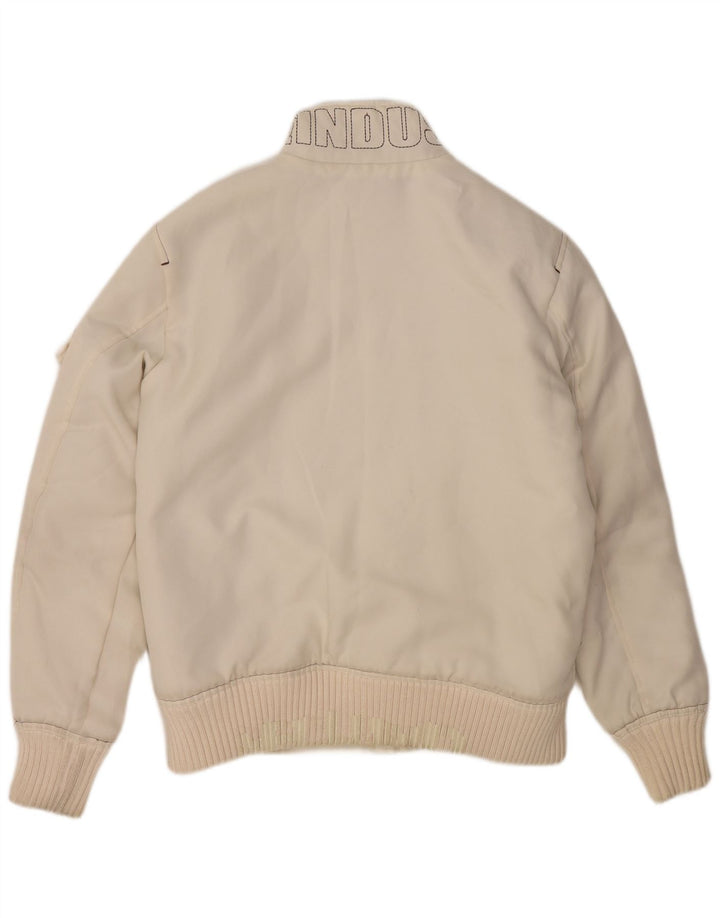 YELL! Mens Loose Fit Graphic Bomber Jacket UK 36 Small White Polyester