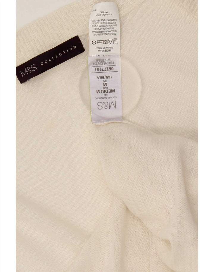 Marks & Spencer Womens Longline Open Cardigan Sweater UK 14 Medium White