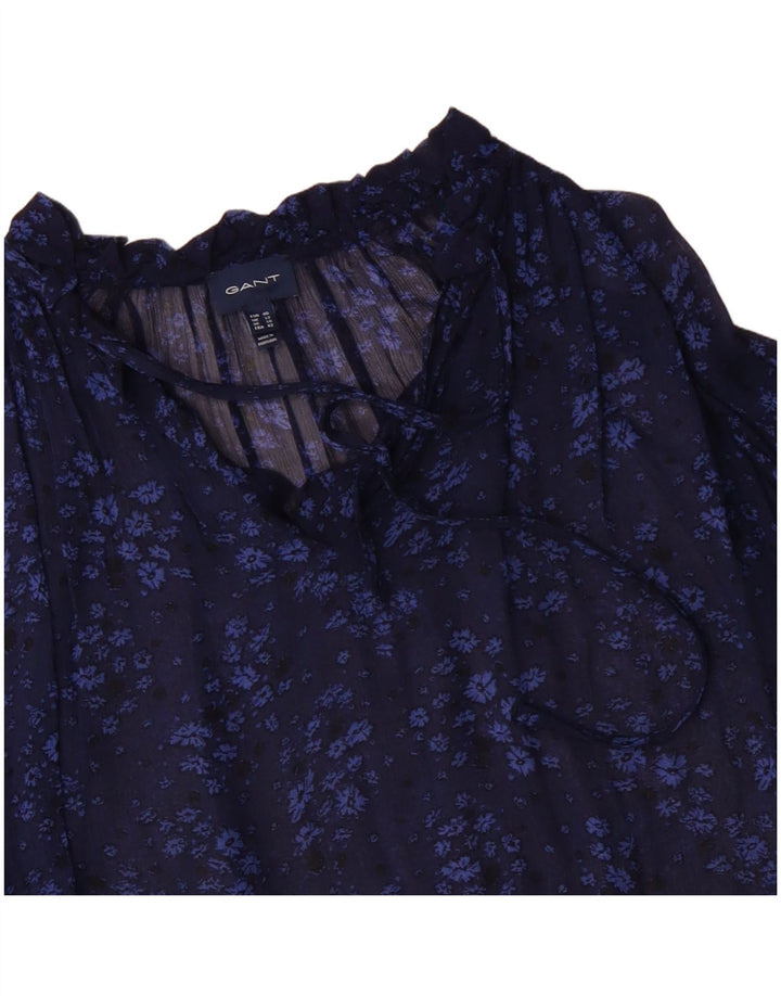 GANT Womens Oversized Long Sleeve Blouse Top UK 12 Medium Navy Blue Floral