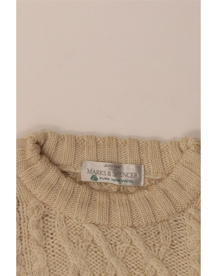 Marks & Spencer - Jersey de cuello redondo para hombre, talla 2XL, lana beige