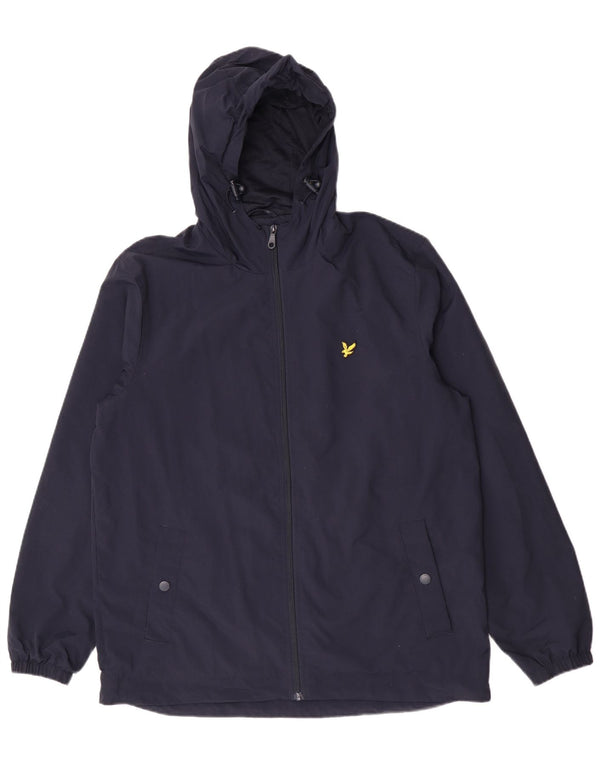 Lyle & Scott Chaqueta impermeable con capucha para hombre UK 42 XL Nylon azul marino