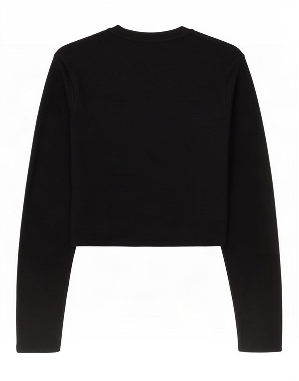 Zara Damen Crop Top Langarm UK 8 Small Schwarze Viskose
