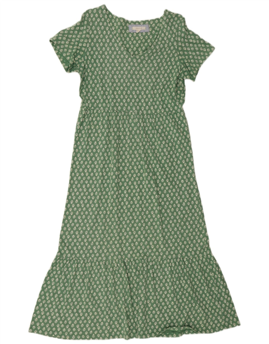 White Stuff Womens Maxi Dress UK 12 Medium Green Floral Cotton
