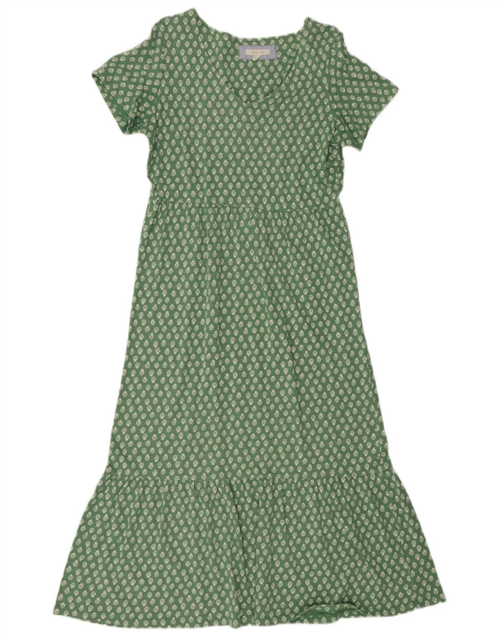 White Stuff Womens Maxi Dress UK 12 Medium Green Floral Cotton