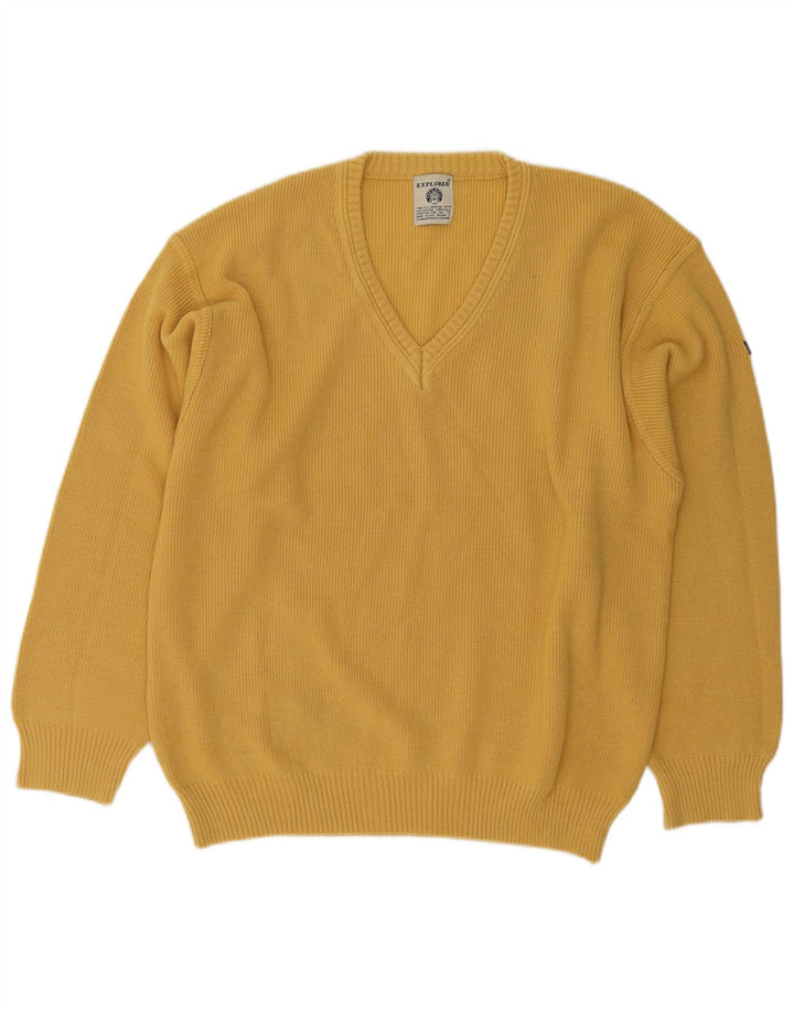 Explorer Herre V-hals sweater IT 50 Medium Gul Uld