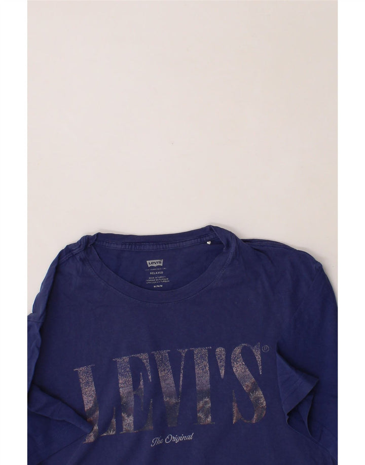 LEVI'S Mens Graphic T-Shirt Top Medium Navy Blue Cotton Vintage Levi's and Second-Hand Levi's from Messina Hembry 