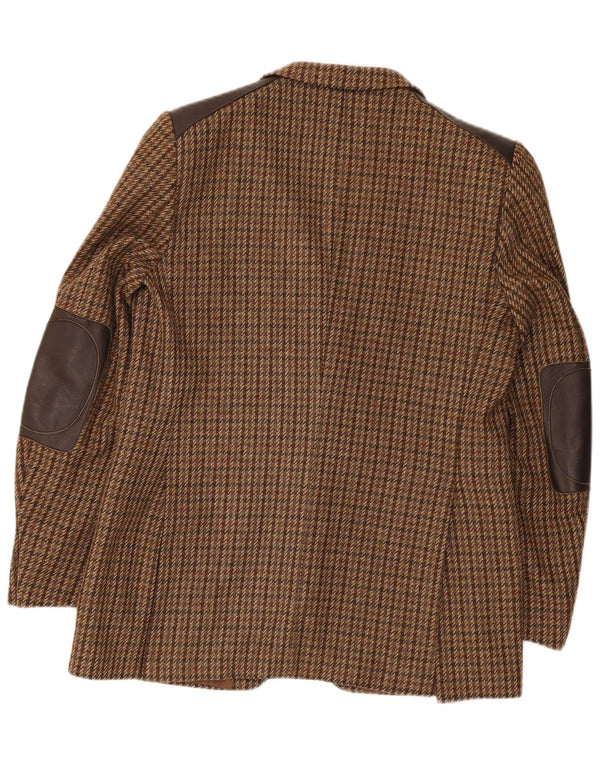 Vintage blazerjakke til mænd med 2 knapper IT 52 XL Brun Houndstooth Uld