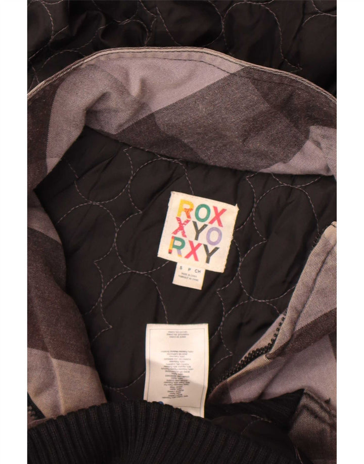 Giubbotto bomber con cappuccio da donna Roxy UK 10 piccolo cotone a quadri grigio