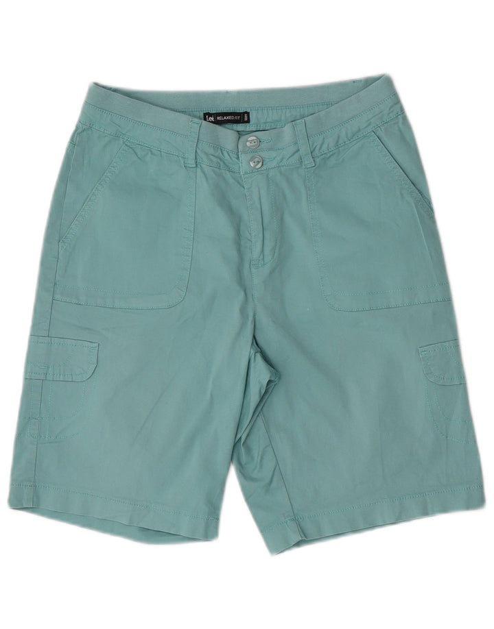 Lee Womens Relaxed Fit Cargo Shorts US 8 Medium W30 Turquoise Cotton
