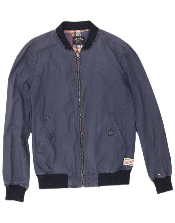 Tommy Hilfiger Mens Bomber Jacket UK 38 Medium Navy Blue Colourblock