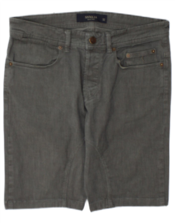 SIVIGLIA Mens Casual Shorts W32 Medium Grey Cotton