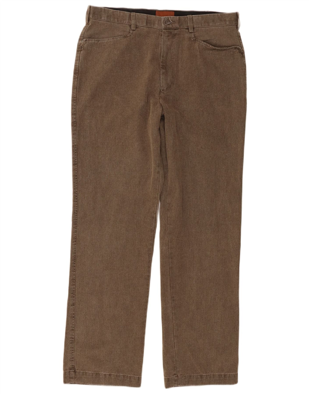 Marks & Spencer Mens Straight Casual Trousers W34 L31 Brown Herringbone