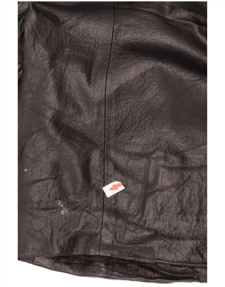 Zara Womens 1 Button Faux Leather Blazer Jacket UK 14 Medium Black