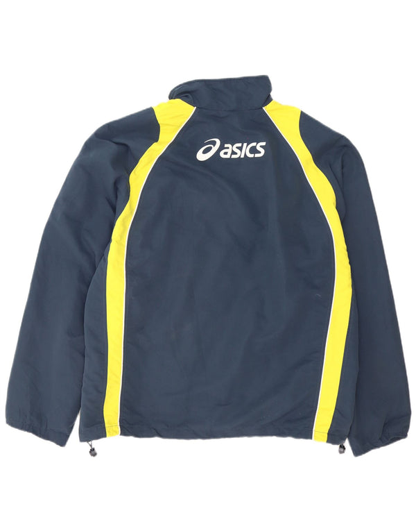 Asics Mens Graphic Tracksuit Top Jacket 2XL Navy Blue Colourblock Polyester