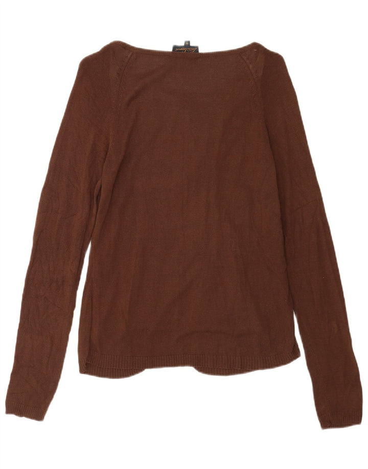 Luisa Spagnoli Damen Strickjacke UK 12 Mittelbraune Seide