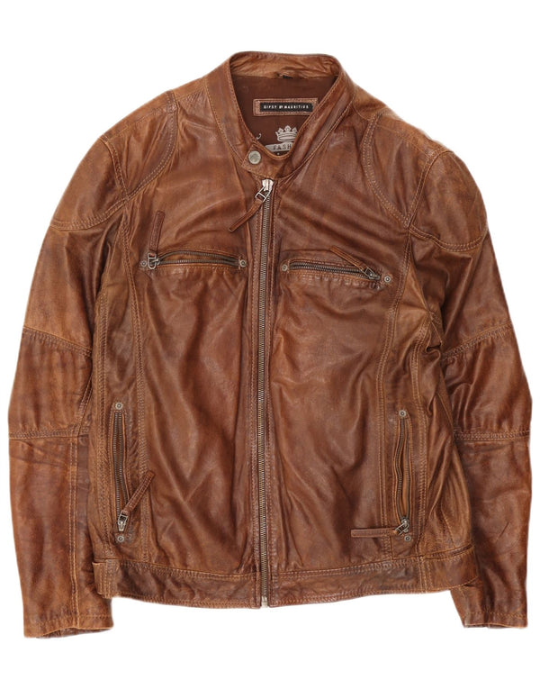 Gipsy Mens Leather Jacket UK 42 XL Brown