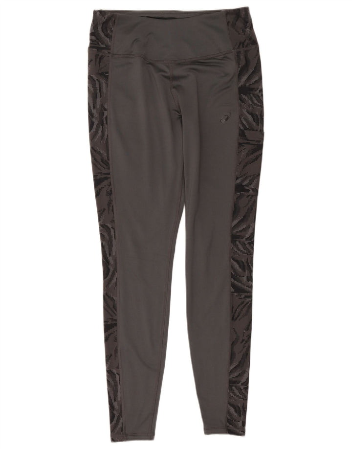 Asics Womens Leggings UK 14 Medium Grey Animal Print Polyester