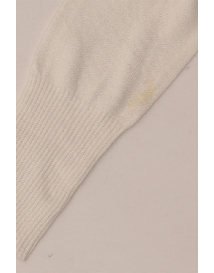 Zara Womens Longline Cardigan Sweater UK 12 Medium White Bomuld