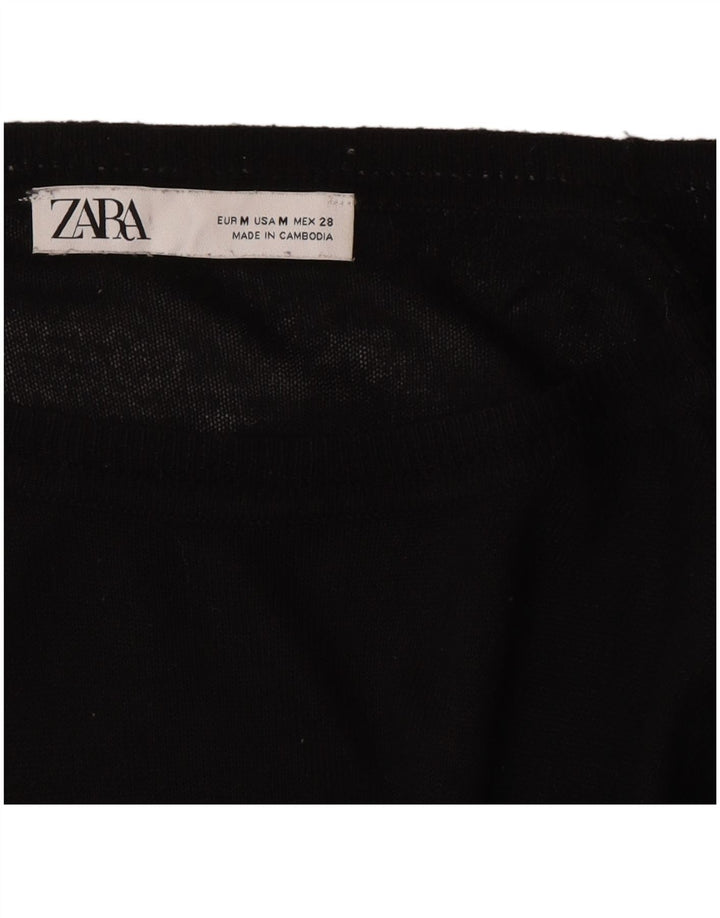 Zara Womens Boat Neck Jumper Sweater UK 14 Medium Black