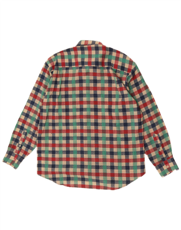 Vintage Herrenhemd, groß, mehrfarbig, Gingham-Polyester
