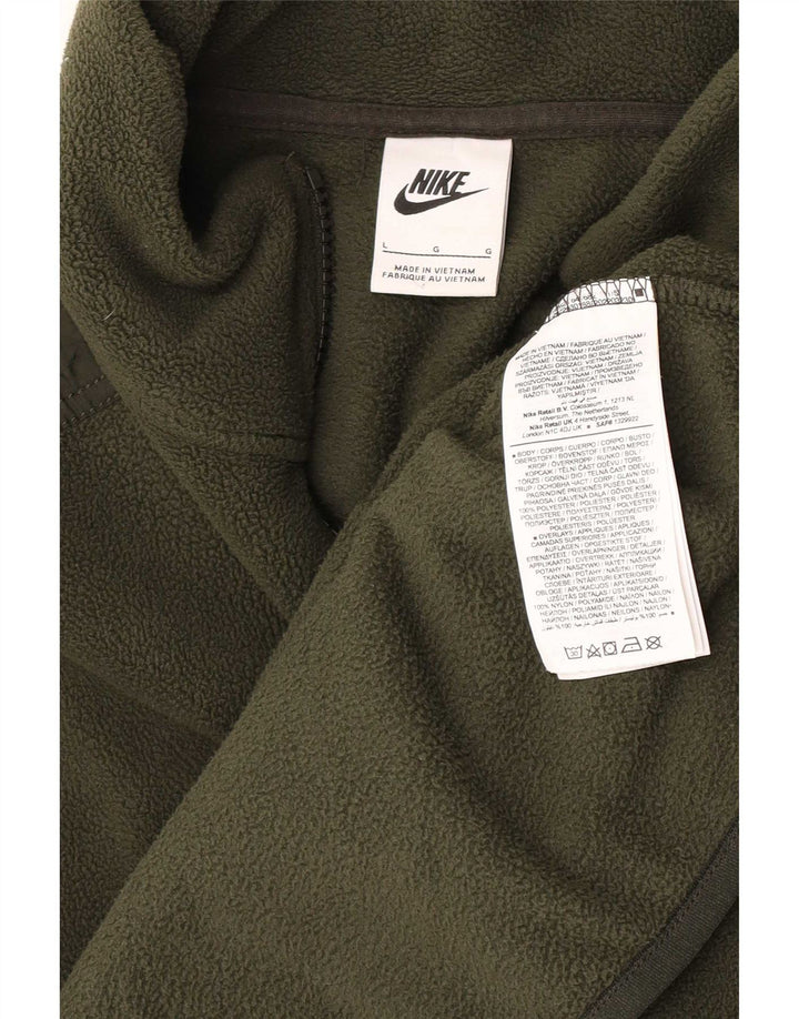 Maglione in pile Nike da uomo con zip e collo, grande, in poliestere kaki