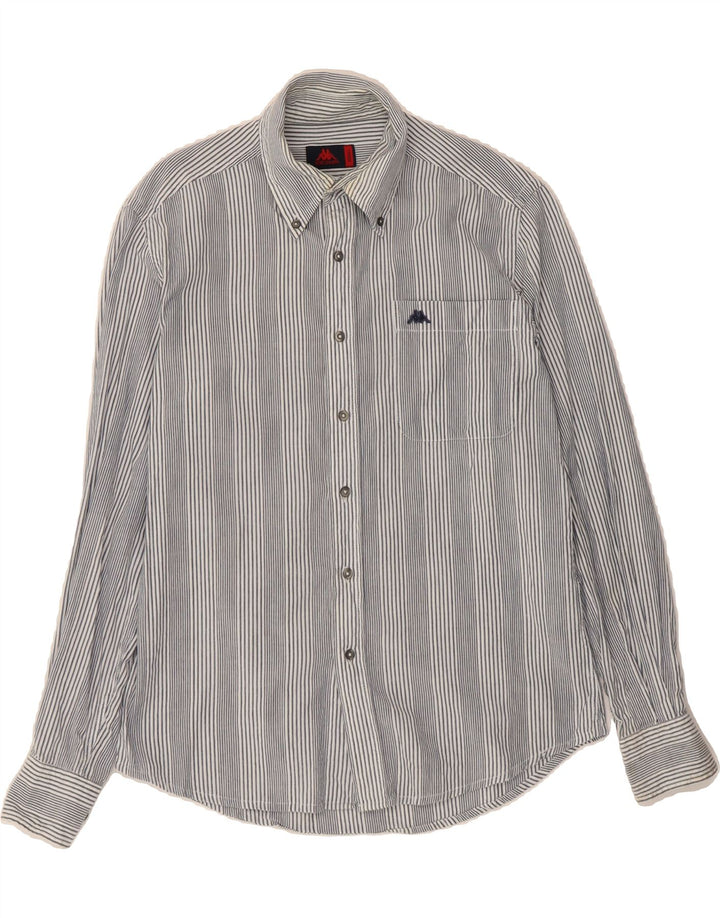 KAPPA Mens Shirt XS Grey Striped Cotton Vintage Kappa and Second-Hand Kappa from Messina Hembry 