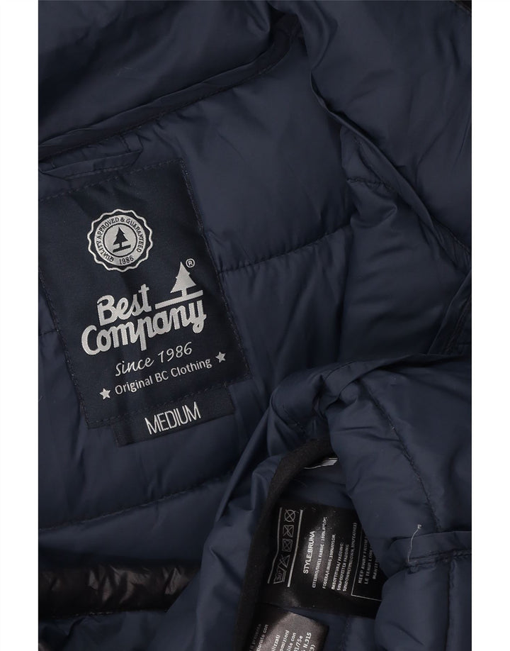 BEST COMPANY Womens Hooded Padded Jacket UK 14 Medium Black Polyester