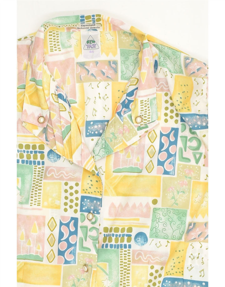 NEW FAST Womens Short Sleeve Shirt Blouse EU 44 XL Yellow Patchwork | Vintage New Fast | Thrift | Second-Hand New Fast | Used Clothing | Messina Hembry 