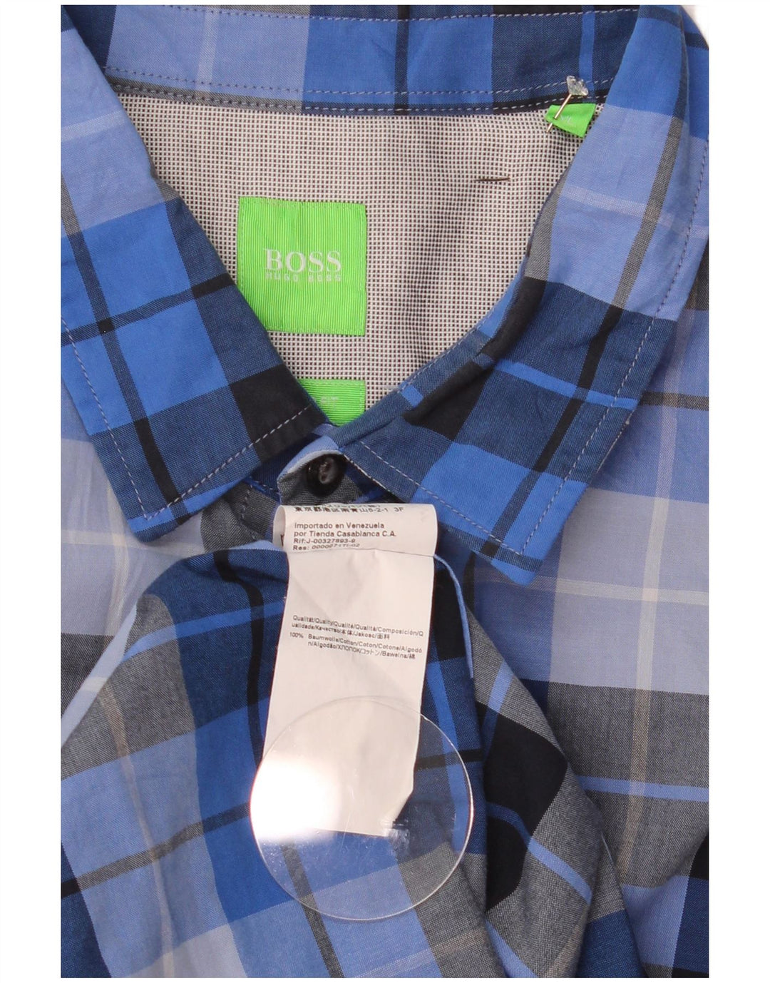 Hugo Boss Mens Regular Fit Shirt XL Blue Check Cotton