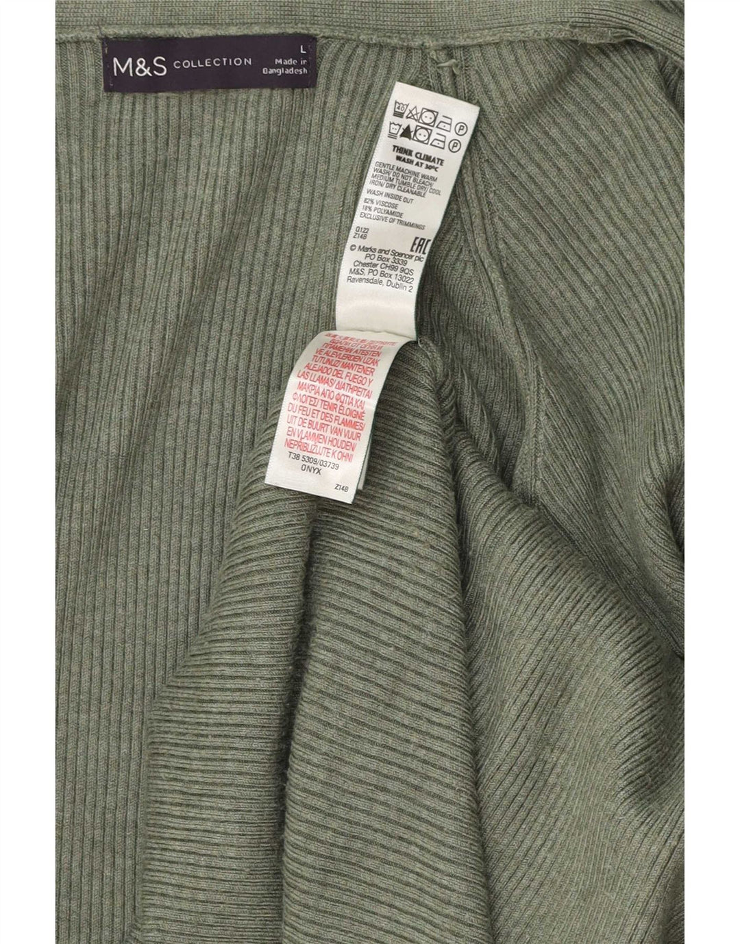 Marks & Spencer Womens Longline Cardigan Sweater UK 16 Large Khaki