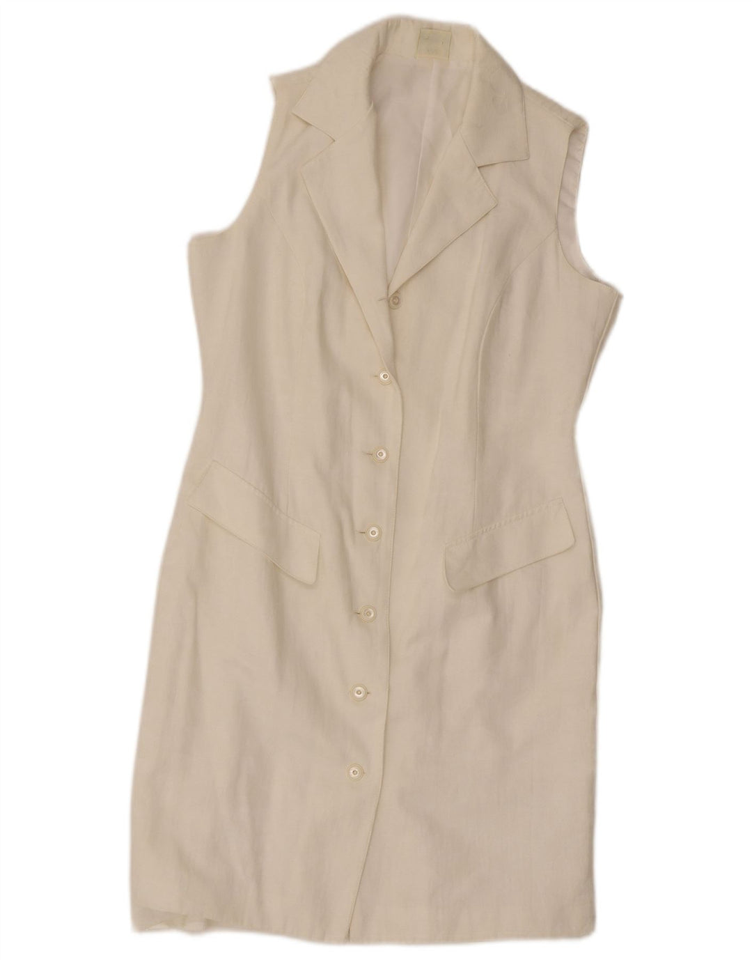 C&A Womens Sleeveless Shirt Dress UK 14 Medium White Polyester