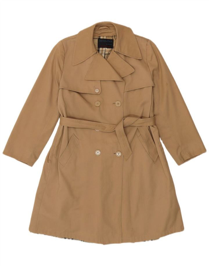 Vintage Womens Double Breasted Trench Coat IT 50 XL Beige Polyester