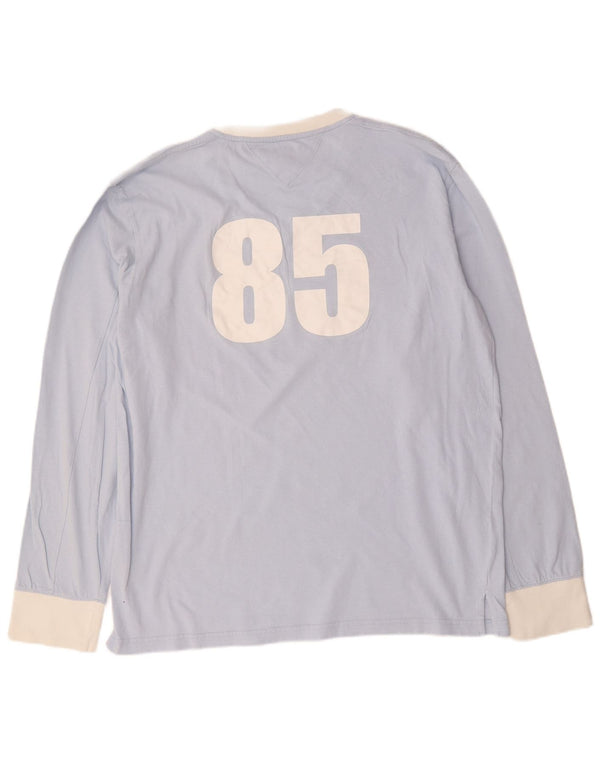 Tommy Hilfiger Top gráfico masculino manga comprida 2XL azul colorblock algodão