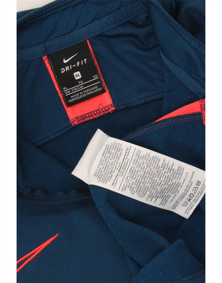 NIKE Boys Pullover Tracksuit Top 15-16 Years XL Navy Blue Polyester