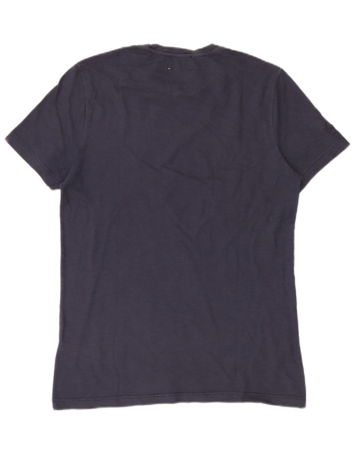 Dondup Herre Grafisk T-Shirt Top Medium Marineblå Bomuld