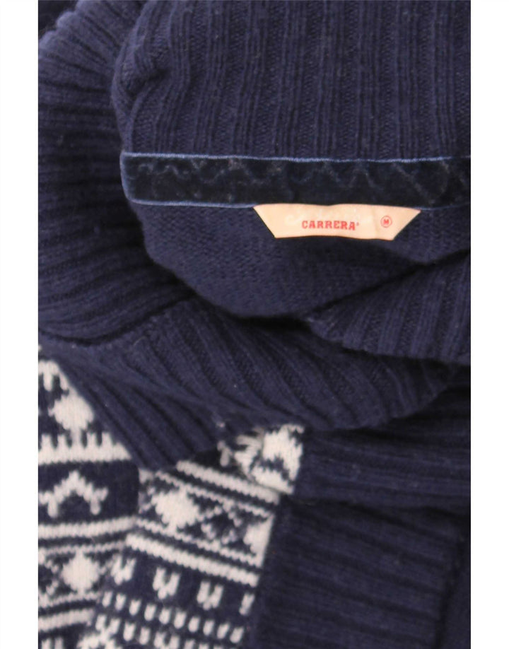 Carrera Womens Cardigan Sweater UK 12 Medium Navy Blue Geometric