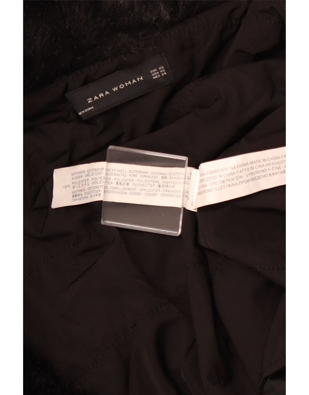 ZARA Damen Mantel UK 6 XS Schwarz Polyester