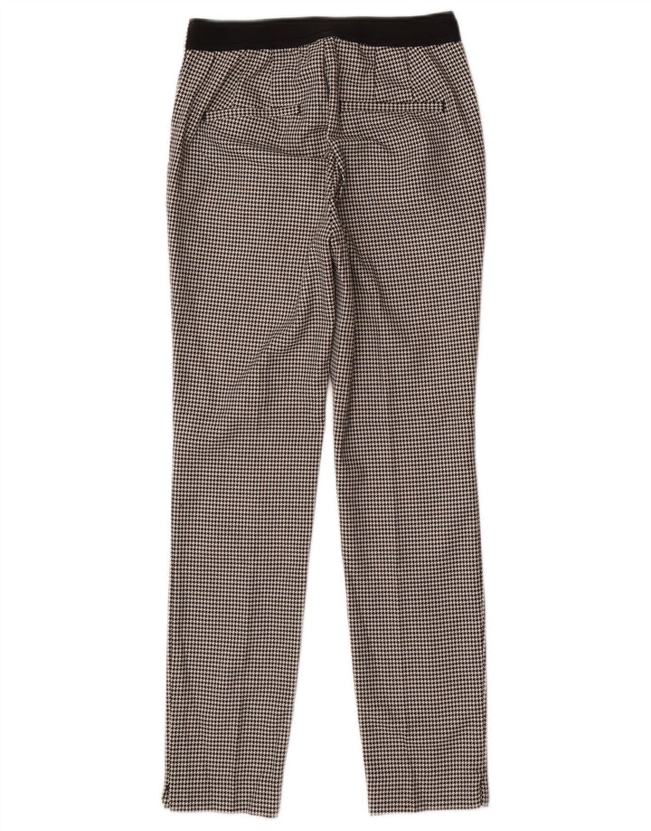 Zara Womens Slim Suit Trousers XS W24 L27 Black Houndstooth Polyester