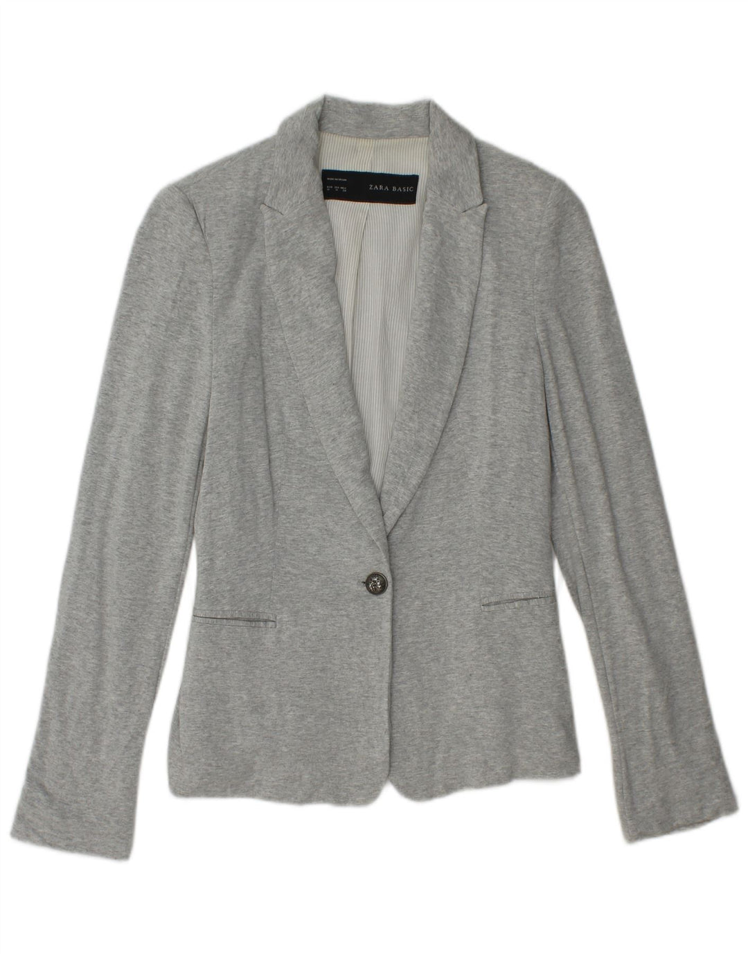 ZARA Womens 1 Button Blazer Jacket UK 12 Medium Grey Viscose