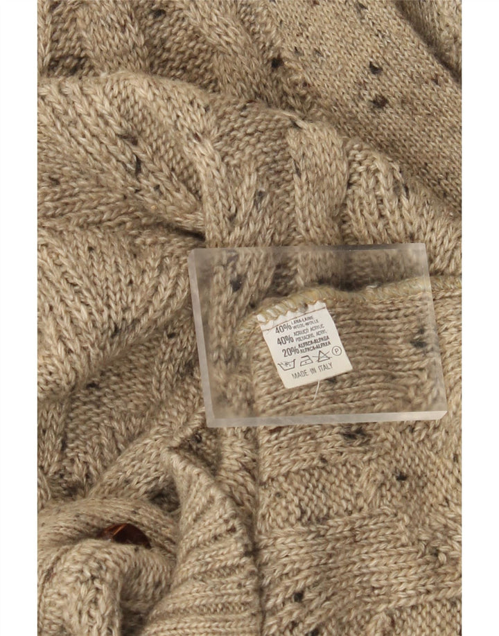 Vintage Mens Cardigan Sweater XL Beige Flecked Wool