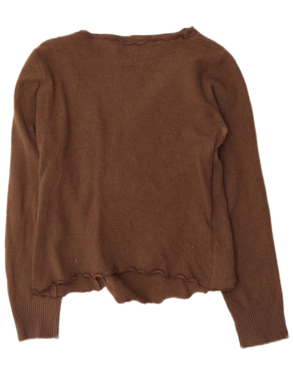 Benetton Womens Crop V-hals sweater UK 10 Small Brown