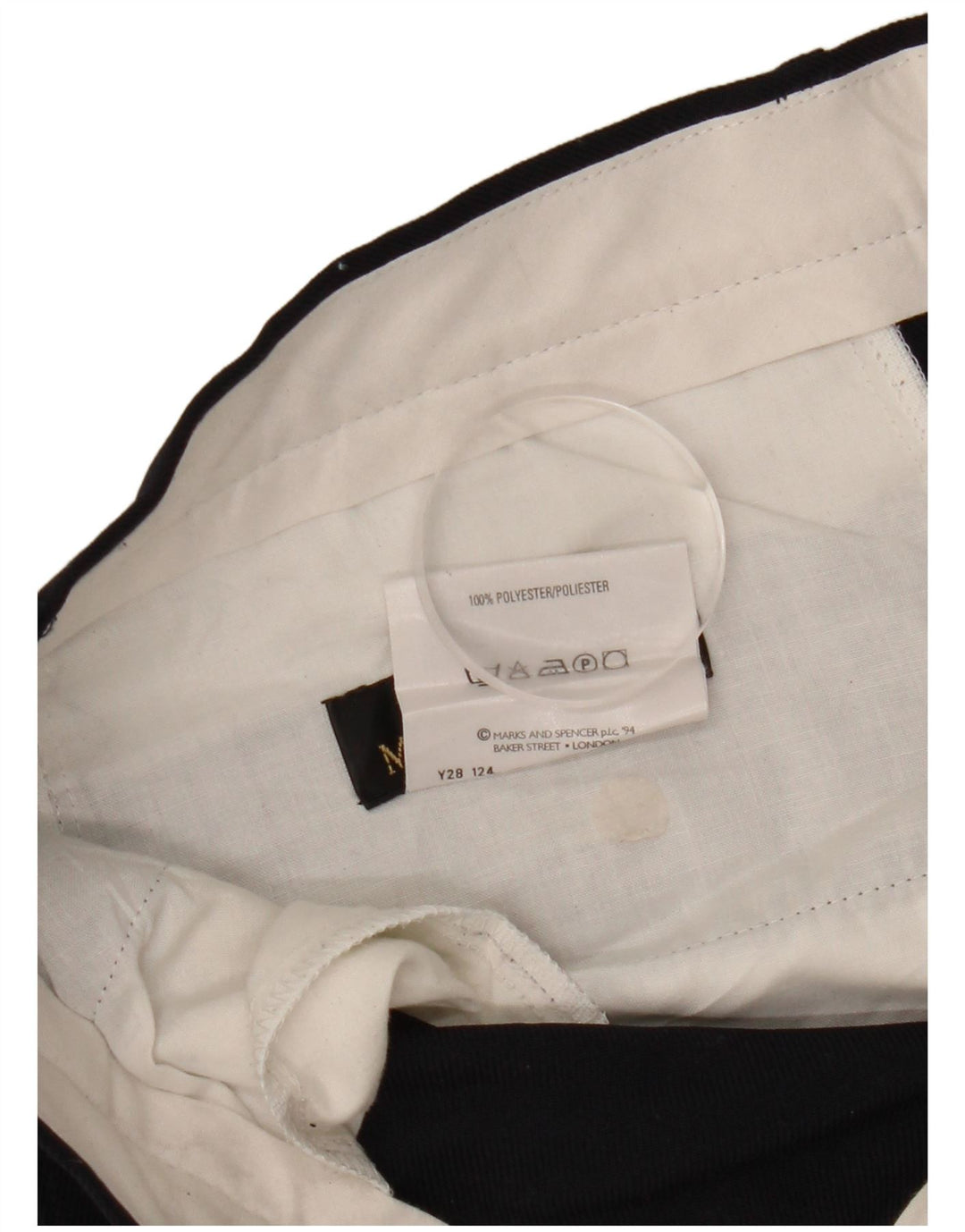 Marks & Spencer Mens Straight Chino Trousers W34 L29 Navy Blue Polyester