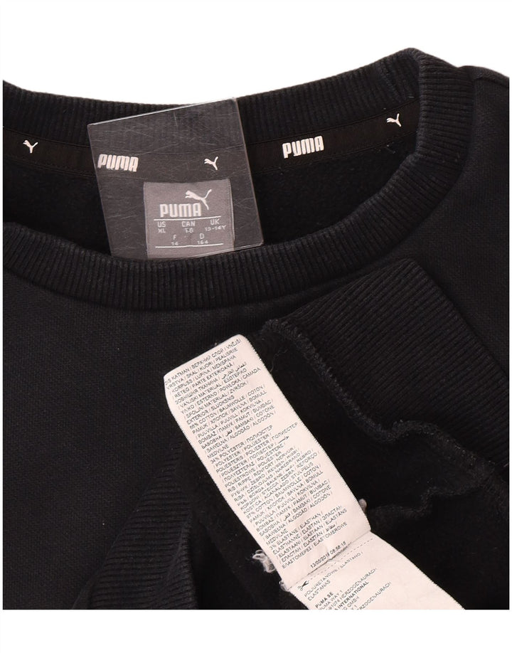 Puma Boys Graphic Sweatshirt Jumper 13-14 Years Black Cotton