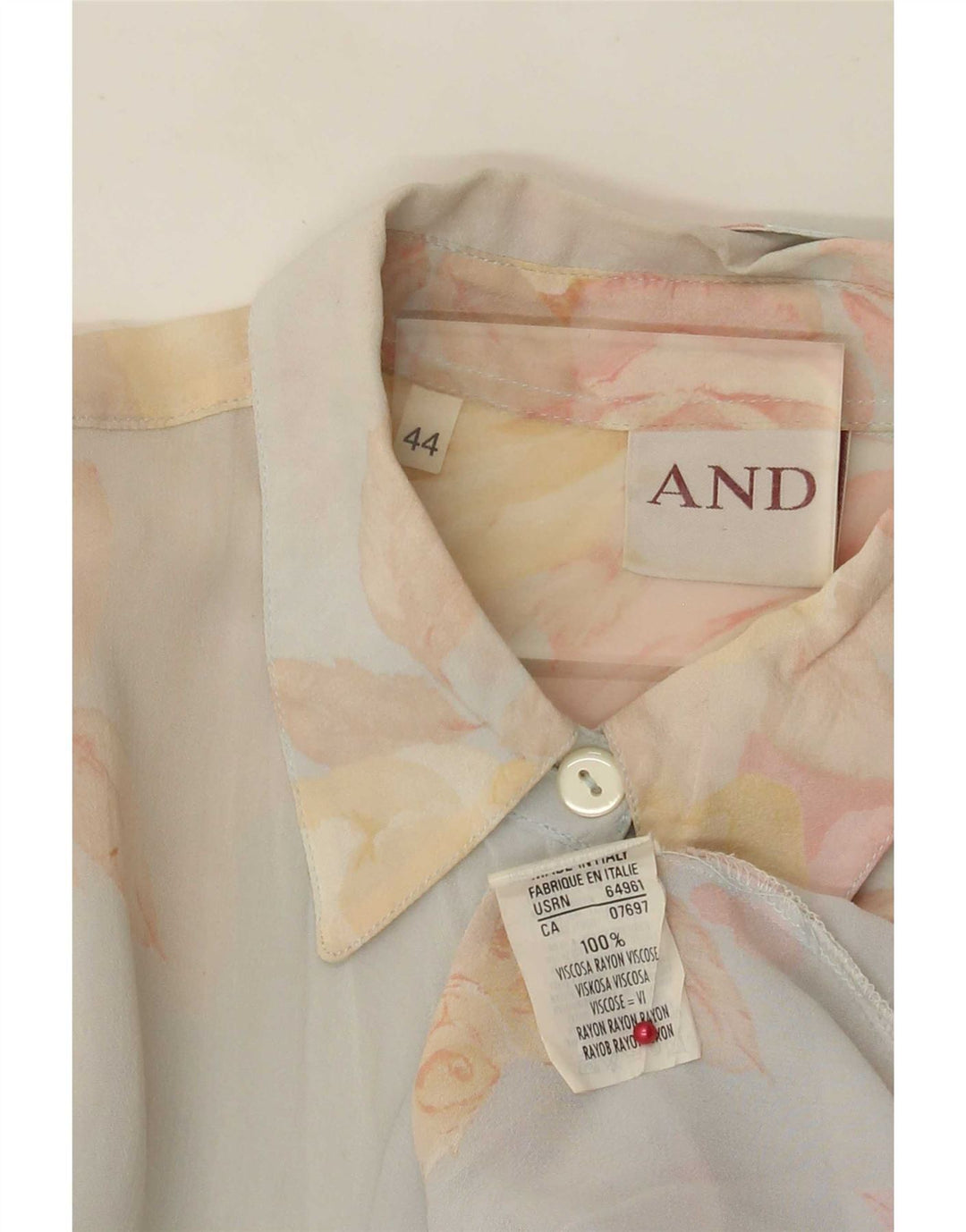And Womens Oversized Shirt Blouse IT 44 Medium Blue Floral Viscose