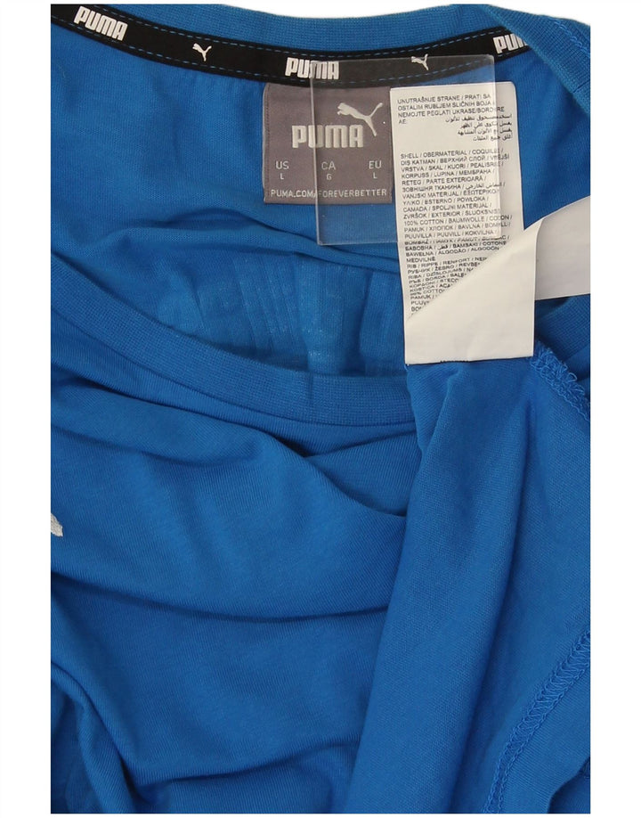 Puma Mens Graphic T-Shirt Top Large Blue Cotton