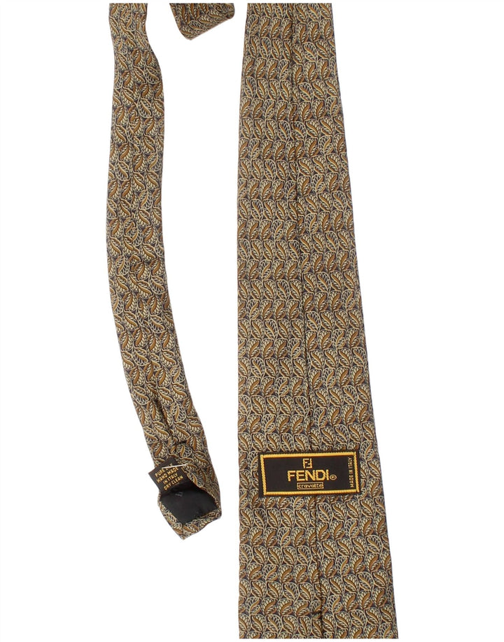 Fendi Mens Tie One Size Beige Paisley Silk