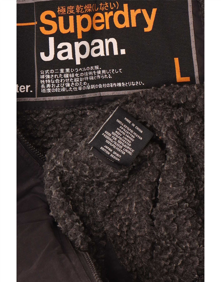 Superdry ženska jakna parka s kapuljačom UK 14 veliki crni poliester