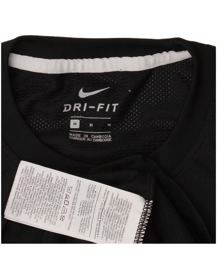 T-shirt Nike da uomo Dri Fit, top in poliestere color block medio nero