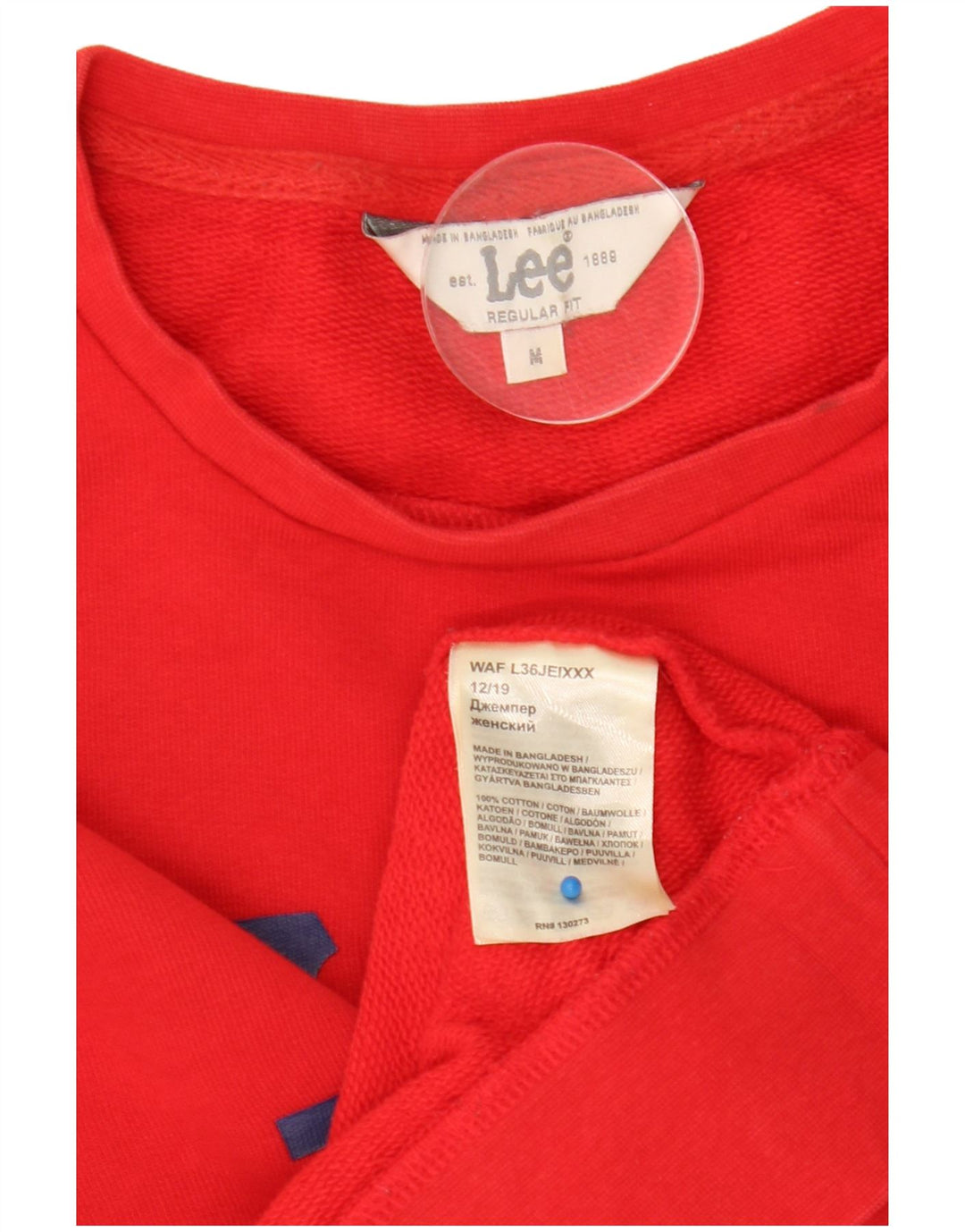 Lee Womens Graphic Regular Fit Sweatshirt Jumper UK 14 Medium Red Cotton